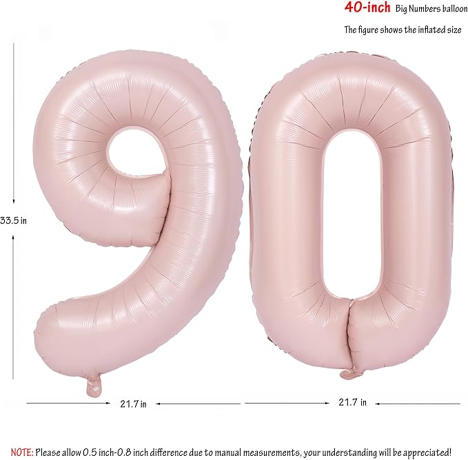 40 In Matte Pink Number Balloons Helium Foil Mylar Balloon Party Digital 90 | - Image 2