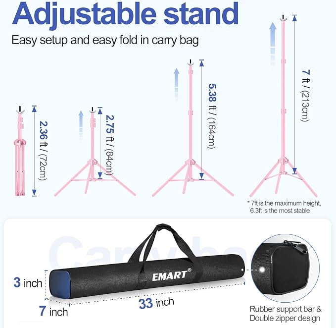 EMART Backdrop Stand 10x7ft Photo Studio Adjustable Background Stand Support kit - Image 3