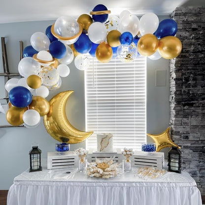 Navy Blue and Gold Balloons, 60 Packs 12 inch Navy Blue and Metallic Chrome - Image 5