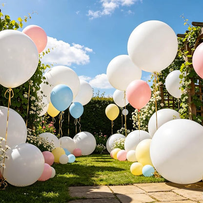 5Pcs White Big Balloons 36 Inch, Round Large Latex Party Balloons - Image 7