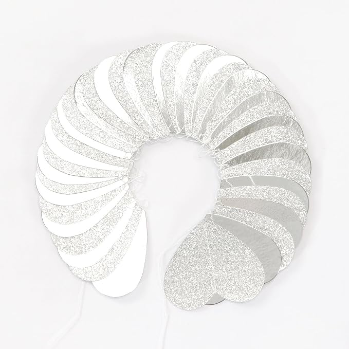 White -Silver Disco Party-Decoration Heart Garland - 52ft Birthday New Years - Image 3