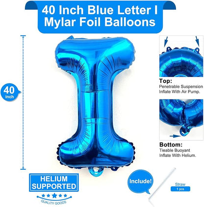 Lovoir 40 Inch Large Blue Letter I Balloons Big Size Jumbo Mylar Foil Helium - Image 2