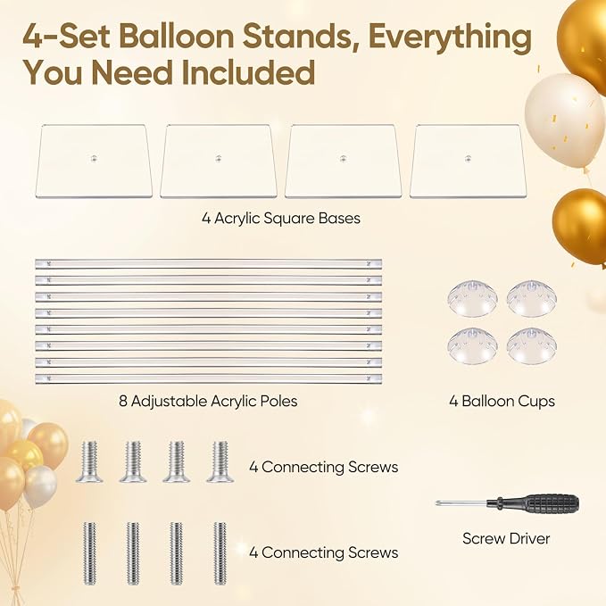 4 Pack Clear Acrylic Balloon Stands - Image 4