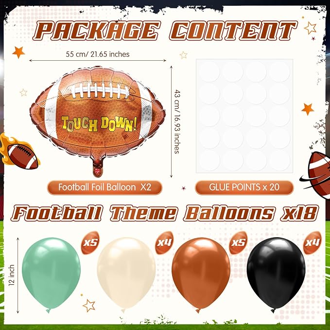 Sumind 2 Set Football Table Centerpiece Balloon Stand Kit Football Foil - Image 2