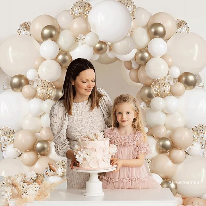 Sand White Ivory Gold Balloon Arch Kit, Party Decoration | Light White Beige - Image 4