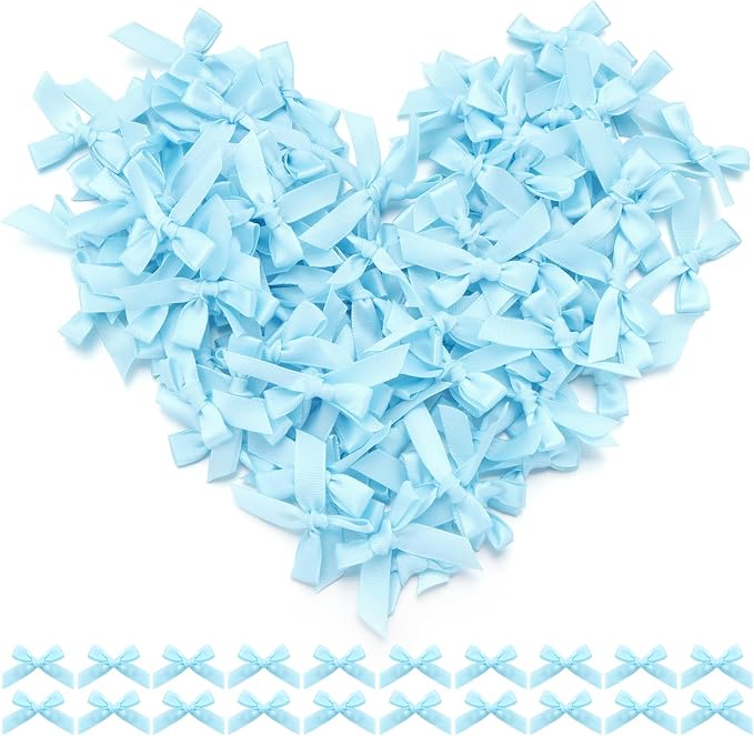 Blue Mini Bows 1.57" 100PCS Small Satin Ribbon Bows by Loomeshribbonforcrafts%EF%BC%81