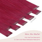 WENNALIFE Tape in Hair Extensions Human Hair Burgundy Red Tape in Extensions, 10pcs 30g 24 inch Remy Invisible Tape Ins Straight Colored Soft Real Human Hair Tape in Extensions Refill Set Extensions
