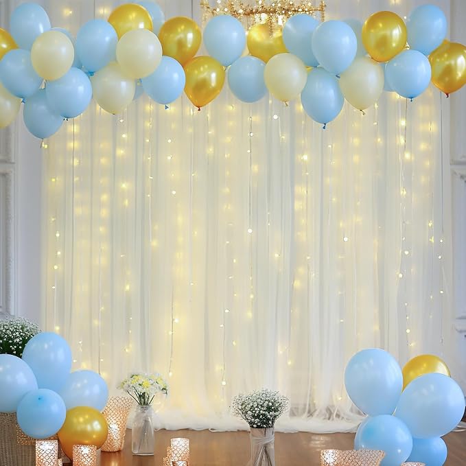 30x8ft Ivory Tulle Backdrop Curtain - Image 6