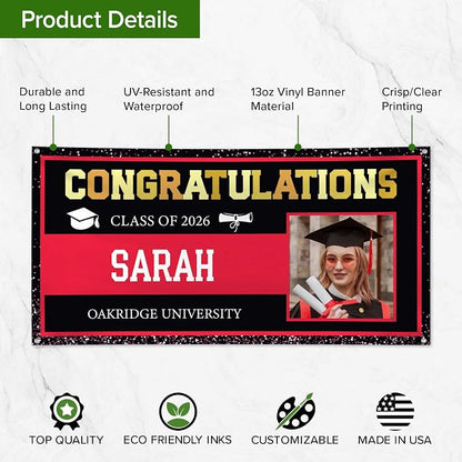 Graduation Banner, Custom Class of 2026 Image Graduation Banner Backdrop - Image 7