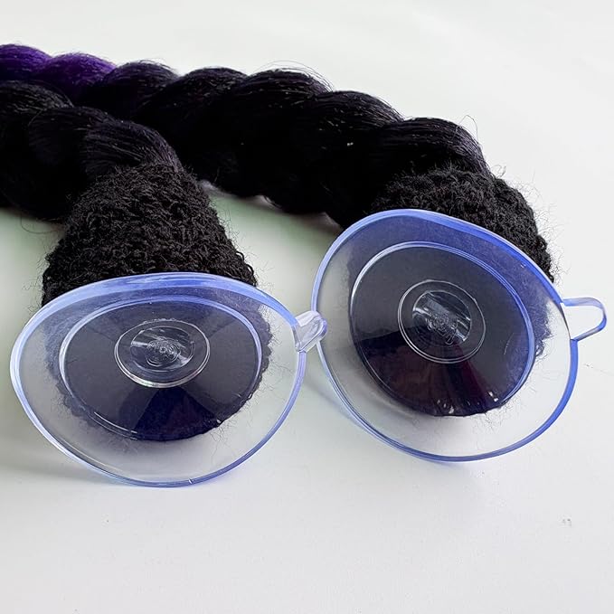 Braids Pigtails with Suction Cup for Motorcycle, Ski, Bicycle Helmet Decoration 2 Pieces