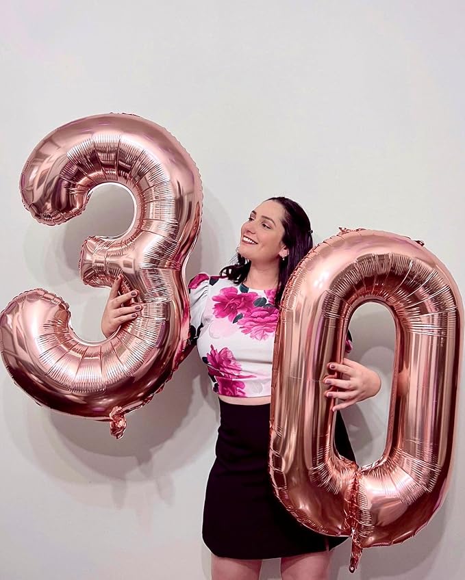 40 Inch Rose Gold 30 Number Balloons Giant Jumbo Huge 30 Foil Mylar Helium - Image 4