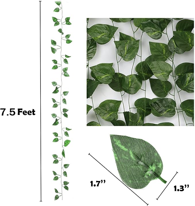 360 Feet 48 Pack Fake Greenery Hanging Garland, Ivy Leaf Plants, Vine Leaves - Image 3