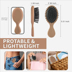 Mini Hair Bursh for Women,girls-Protable Travel Size Hair Brush for Pockets,Purse,backpack-Mini Detangler Brush for All Hair Types,Small Hair Brush for Detangling (1 Pack-Mocha)