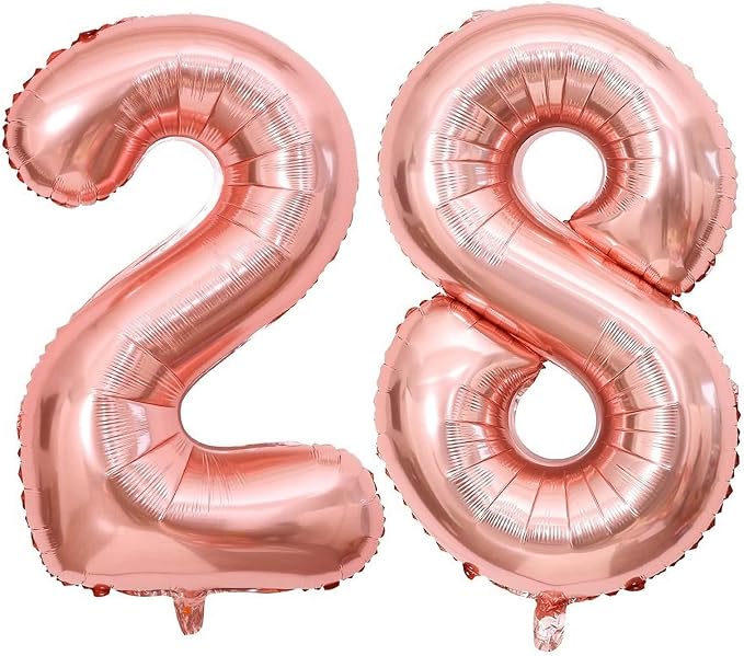 40 Inch Rose Gold 28 Balloons Giant Number 28 Balloons Rose Gold 28 Birthday by LHOAVWE