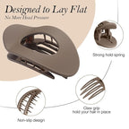 Upgraded 8 Pack French Flat Hair Clips for Women Girls, Matte Lay Flat Claw Clips, Large No-Slip Claw clips for Thick & Thin Hair, Strong Hold Styling Barrettes Accessories for Daily Styling(Neutral)