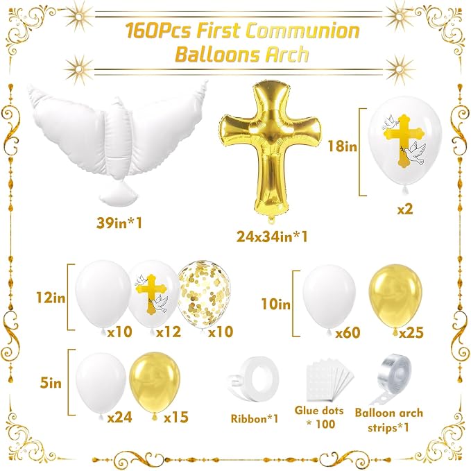 First Communion Balloon Garland Kit 160Pcs, Baptism Balloon, First Holy - Image 2