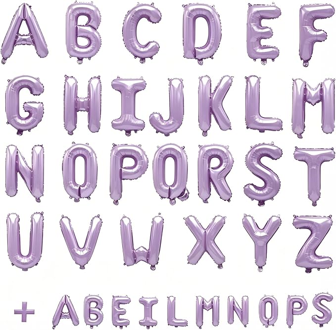 36 Pcs Pastel Purple Letter Balloons, Custom A-Z Set - Image 2