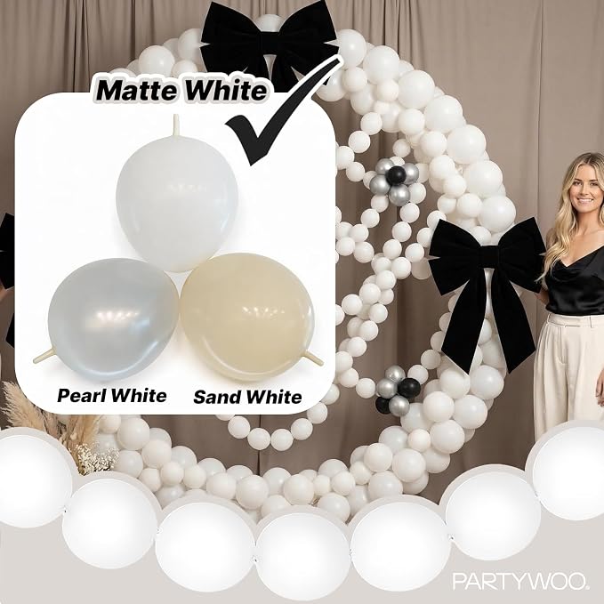 PartyWoo White Linking Balloons 100pcs 6 Inch White Link Balloons | - Image 3