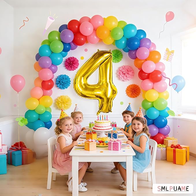 40 Inch Gold Number 4 Balloon, 4th Birthday Decoration Boys Girls | Large Self - Image 5