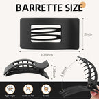 8 Pack French Flat Hair Clips for Women – Large Matte No-Slip Claw Barrettes for Thick & Thin Hair, Strong Hold Styling Accessories (black)