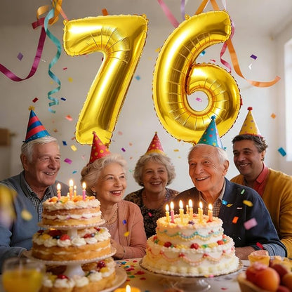 40 Inch Number 76 Balloons for 76th Birthday Party Decorations, 0-100 Gold - Image 2