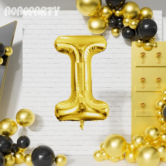 Letter Balloons Gold 40 Inch I Large Giant Big Foil Mylar Balloon | - Image 4