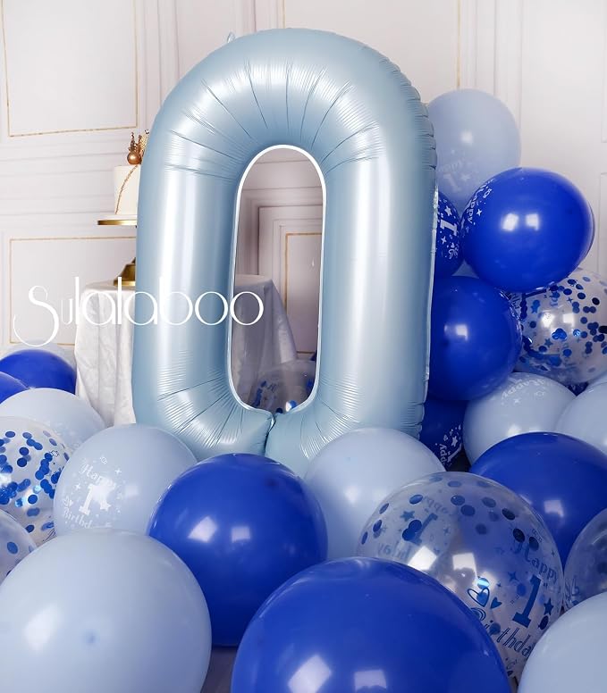 40 Inch Light Blue Number 0 Balloon 0-9 Big Helium Balloons | Large Giant - Image 5