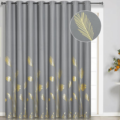 Grey Blackout Curtain for Sliding Door 100W x 84L Inch, Wide Patio Door Curtain by ESTELARTEXTILER