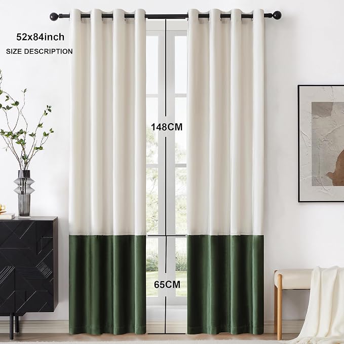 BULBUL Luxury Ivory Green Curtains 84 inches - Image 6