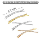 12 Pieces Rhinestone Bobby Pins Decorative Fancy Crystal Hair Clips Shiny Metal X Shaped Barrettes Bling Diamond Wedding Bridal Shower Hair Accessories for Women Ladies Girls (Gold, Silver)