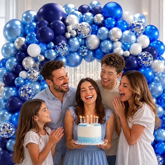 207Pcs Blue White Silver Balloons Garland Arch Kit - Image 4