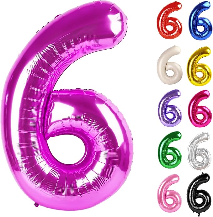 Rosy Purple Number 6 Balloon 40 Inch by IWERP