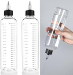 2 Pack Applicator Bottle for Hair 16.9oz Soft Squeeze Empty Oil Dispenser Hair Color Applicator Root Hair Dye PET Plastic Refillable Bottles for Salon Sylist with Graduated Scale and Twist Top