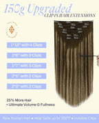 Full Shine 22 Inch Invisible Clip in Hair Extensions Human Hair Ombre Brown Clip in Human Hair Extensions Medium Brown Balayage Honey Blonde Thick Hair Extension 7 Pcs 150 G
