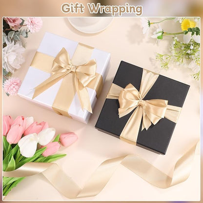 woric Champagne Gold Ribbon 1 1/2 Inch 60 Yards | Wide Gift Satin Ribbons Gold - Image 6