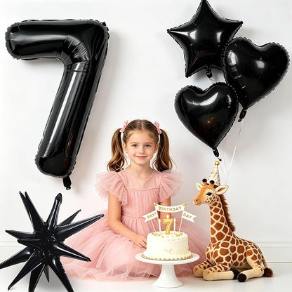 TONIFUL 7th Birthday Balloons Kit 40 Inch Black Large Number 7 Foil Balloon | - Image 5