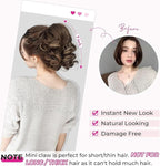 REECHO Ponytail Extension, 9" Claw Clip in Short Curly Wavy Pony Hair Extension Jaw Clip on Pony Tail HP001 Hairpiece for Women - Chestnut Brown with Golden Highlights