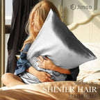 100% Mulberry Silk Pillowcase for Hair and Skin, 22 Momme Pure Natural Silk Pillow Case Both Sided with Zipper, Pillow Cover for Women Mom Men (Silver Grey, King 20''×36'', 2 Pack)