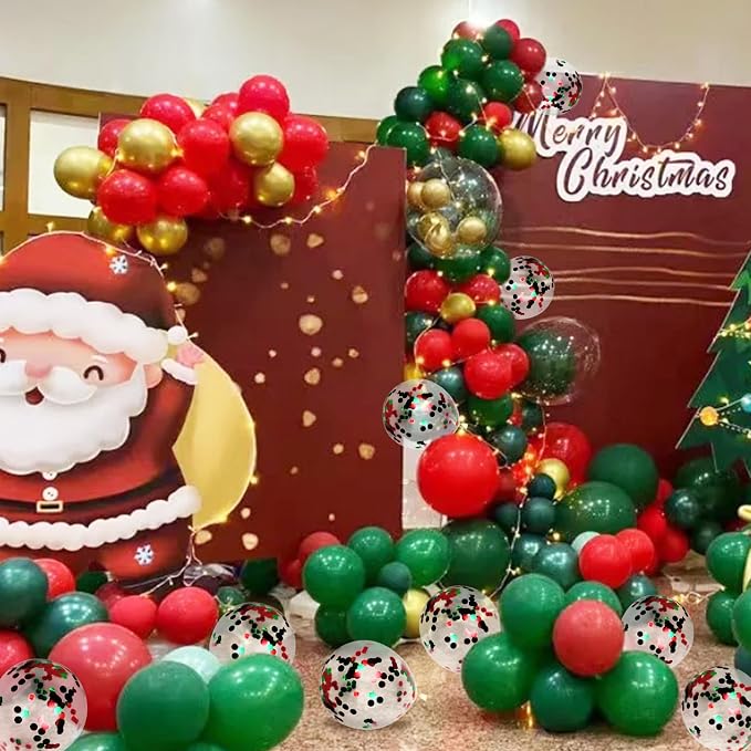 Red and Green Balloons 50 Pcs 12 Inch Christmas Latex Balloons Set Green Red - Image 5