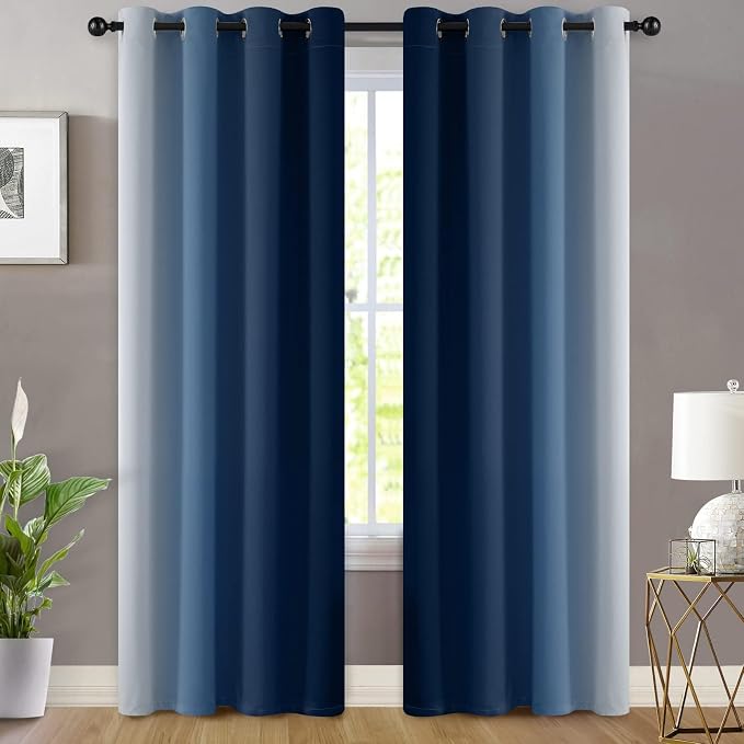 Yakamok Ombre Curtains Blue and Greyish White - Image 2