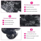 Seamless Clip in Hair Extensions Human Hair Body Wave Human Hair Clip in Extensions 8Pcs PU Clip ins Remy Hair for Women Invisible Skin Weft 18Clips 120g 30inch Natural Black