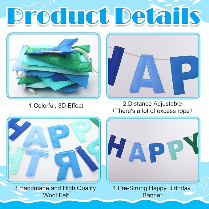 Felt Happy Birthday Garland Rainbow Banner Reusable Happy Birthday Sign Party - Image 3