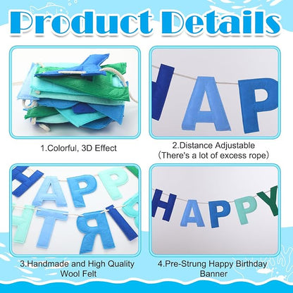 Felt Happy Birthday Garland Rainbow Banner Reusable Happy Birthday Sign Party - Image 3