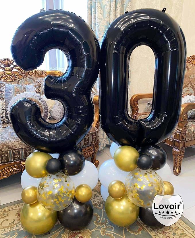 Black 35 Number Balloons, 40 Inch Giant Number 35 Balloons Foil Mylar Helium - Image 6