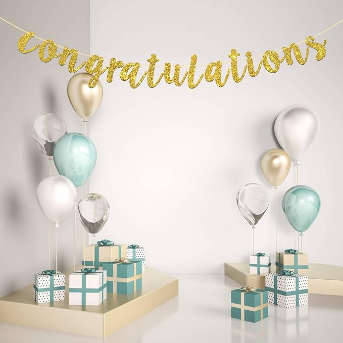Gold Glitter Congratulations Banner - Image 5