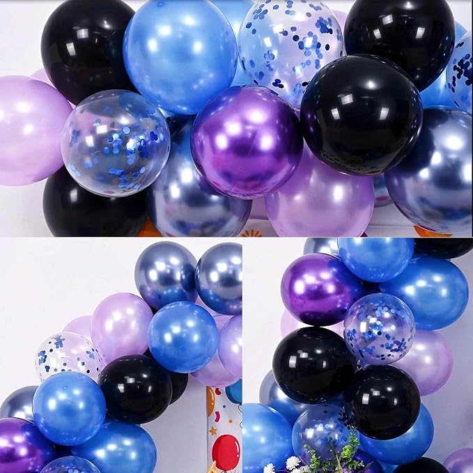 Black Purple Blue Balloon, 12Inch Metallic Navy Blue Purple Black Balloon Pearl - Image 5