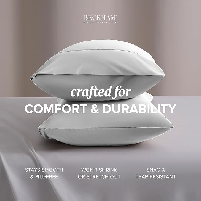 Beckham Hotel Collection Cooling Pillowcases for Hot Sleepers, King Size Set of 2, Cool Bedding, Envelope Closure, Silky Soft, Breathable, Moisture-Wicking, White