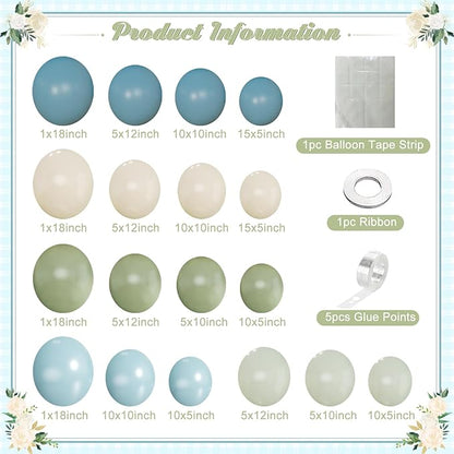 Dusty Blue Sage Green Balloon Arch Kit - Image 5