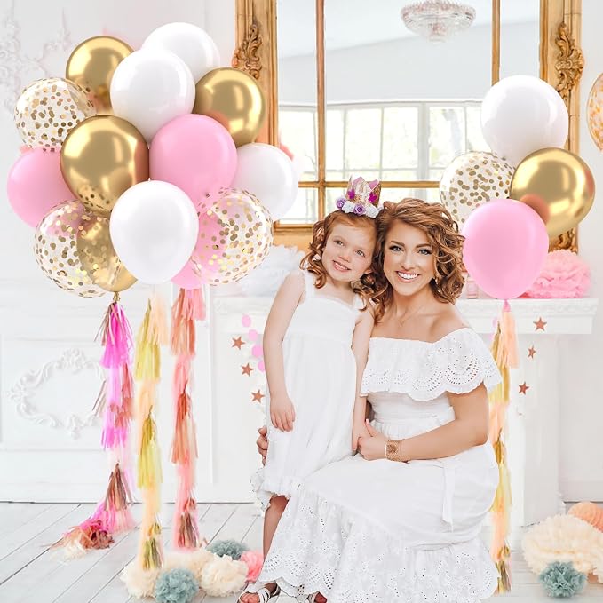 Patimate Pink Gold Confetti Balloons Set - Image 2