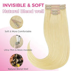 Lashey Clip in Hair Extensions Real Human Hair 4pcs 58g 24 Inch Straight Seamless Clip in Hair Extensions Human Hair Highlights #613 Blonde